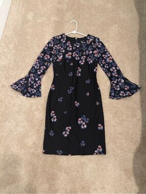 Tommy Hilfiger Black Floral Bell-Sleeve Sheath Dress